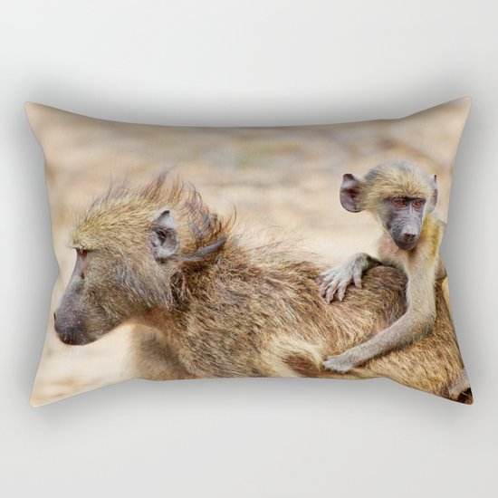 Cute monkey baby and mother Rectangular Pillow