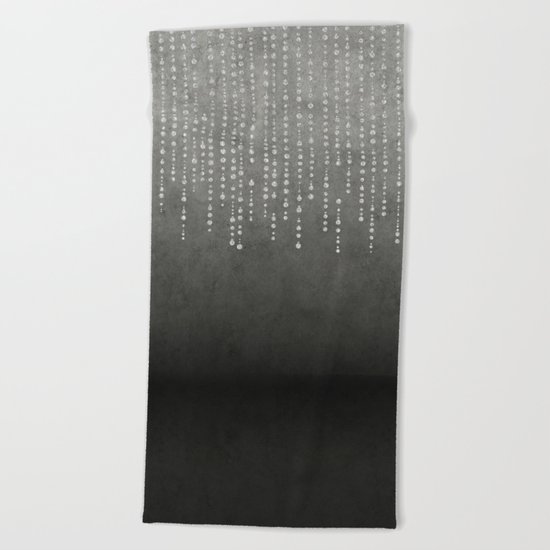 Silver Glamour Faux Glitter on grey Texture Beach Towel
