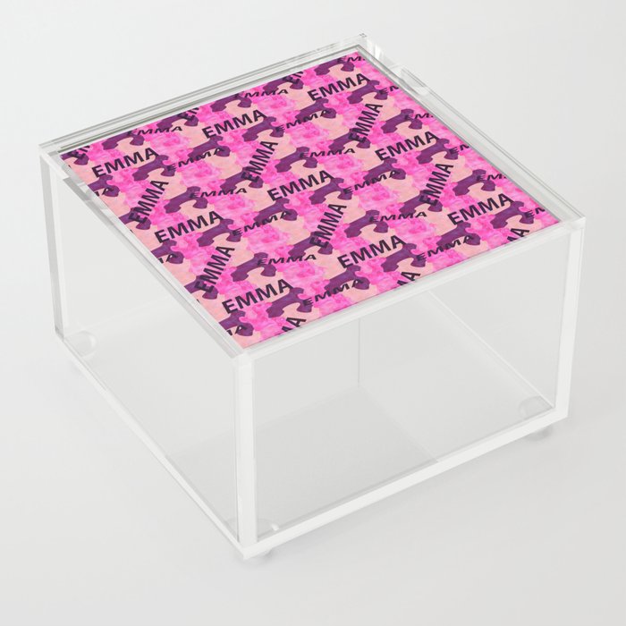 pattern with the name Emma in pink colors and watercolor texture Acrylic Box