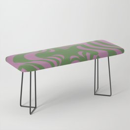 Abstract Groovy Retro Liquid-Swirl Green Purple Pattern Bench