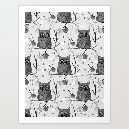 Black And White Owls Art Print