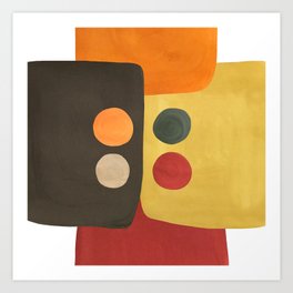 African Abstract - Minimalist Midcentury shapes pattern  Art Print