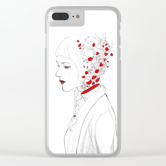 RED FLOWER Clear iPhone Case