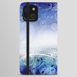 Abstract sheet music design background with musical notes iPhone Wallet Case