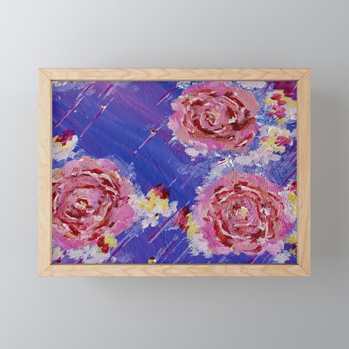 Violet Rain and Roses Framed Mini Art Print