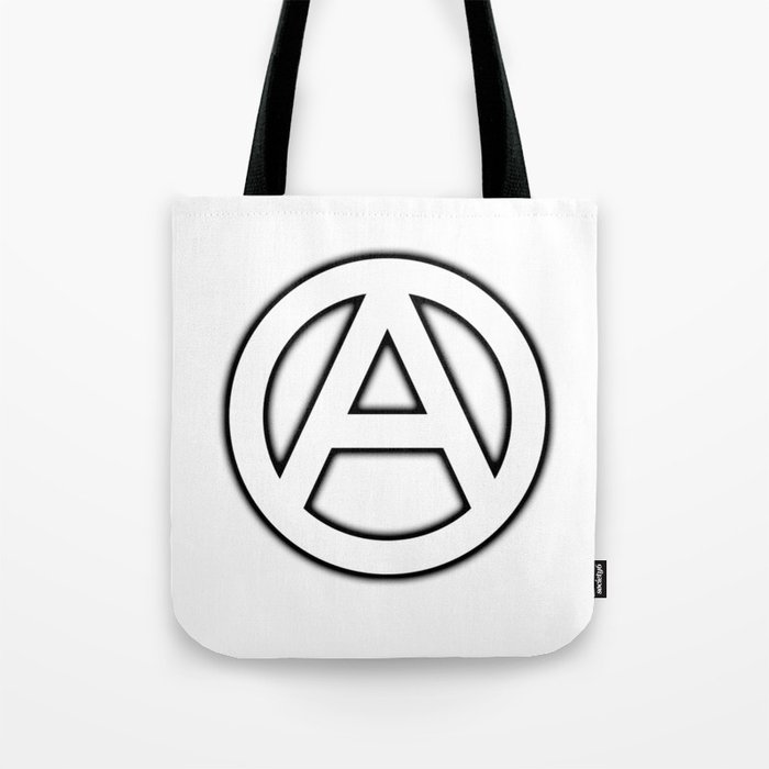 Anarchy Circular Symbol in white with black shadow. Tote Bag
