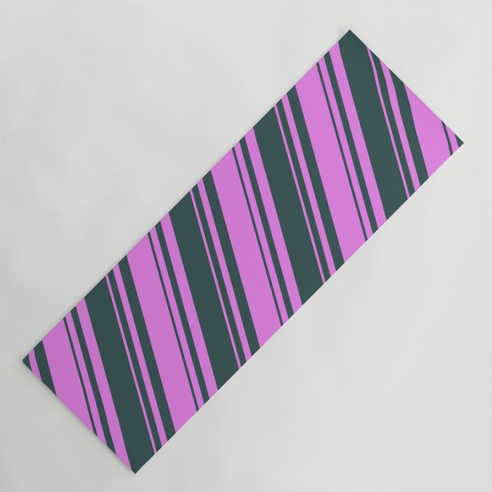 Violet and Dark Slate Gray Colored Lines Pattern Yoga Mat