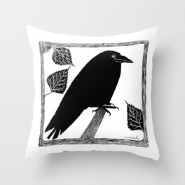 Vintage Raven Throw Pillow