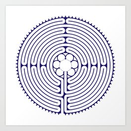 Cathedral of Our Lady of Chartres Labyrinth - Blue Art Print