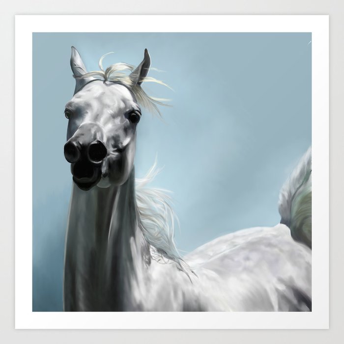 Arabian White Horse Painting Art Print By Limitlessdesign Society6