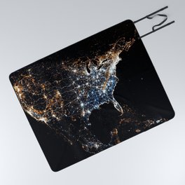 North America and the United States aerial view from outer space color photography / photographs Picnic Blanket