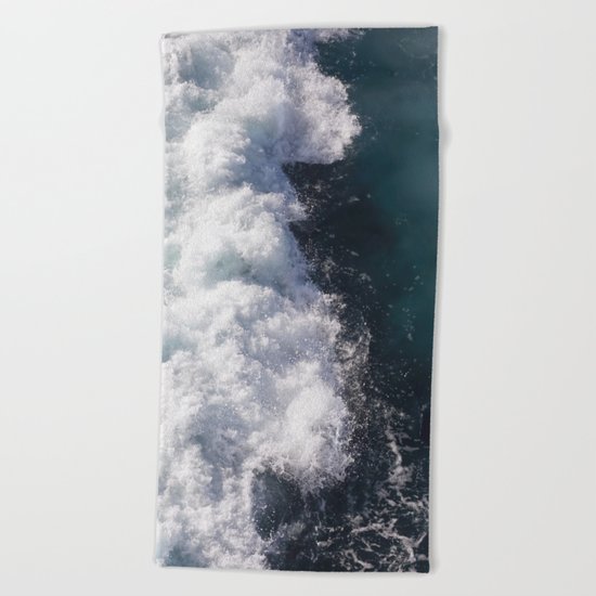 sea - midnight blue wave Beach Towel