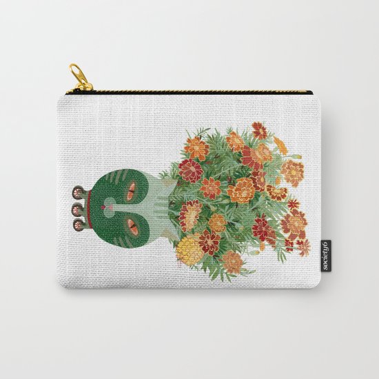 Marigolds in cat face vase Carry-All Pouch