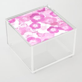 Retro white magenta pink watercolor floral Acrylic Box