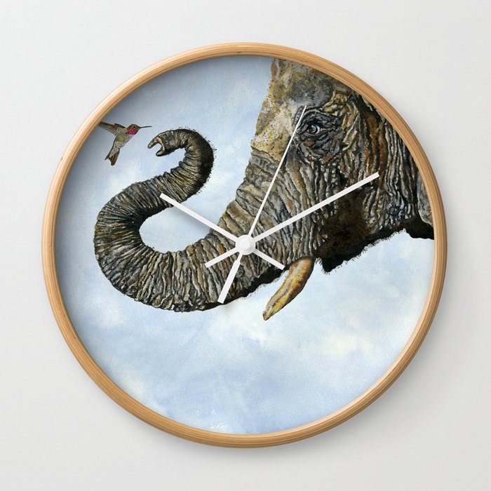 Elephant Cyril And Hummingbird Ayre Wall Clock