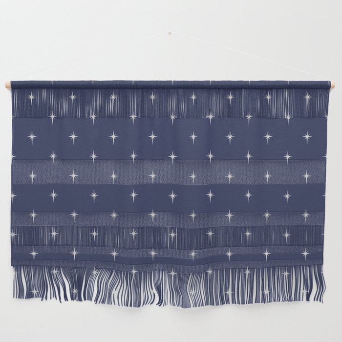 Small Christmas Faux Silver Foil Star in Midnight Blue Wall Hanging