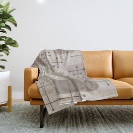 1950s Eames Era Art Crosshairs Taupe Throw Blanket