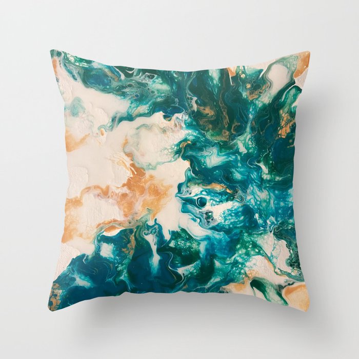 Blue and Gold Dutch Pour #1 Throw Pillow