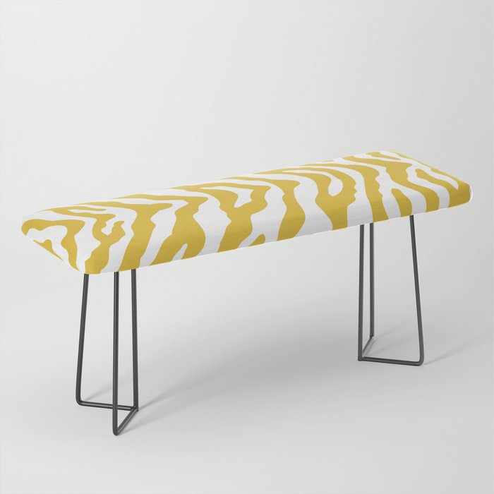 Zebra Wild Animal Print Mustard Yellow Bench By Tonymagnerdesign