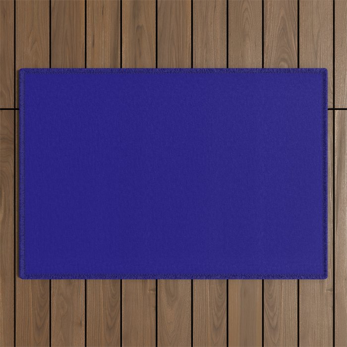 Dark Imperial Blue solid color modern abstract pattern  Outdoor Rug