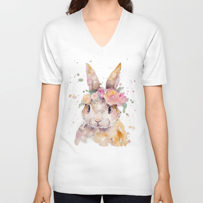 Little Bunny V Neck T Shirt by Sillier Than Sally | Society6
