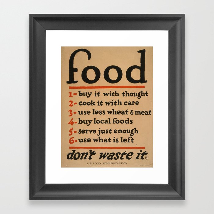 Vintage poster - Don't Waste Food Framed Art Print