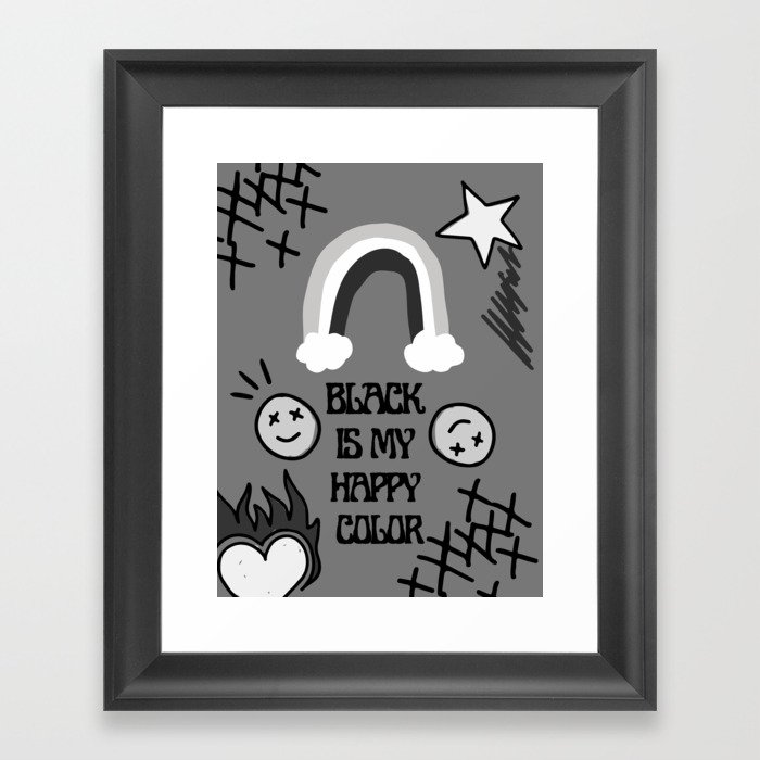 Black Is My Happy Color - Pop punk art Framed Art Print
