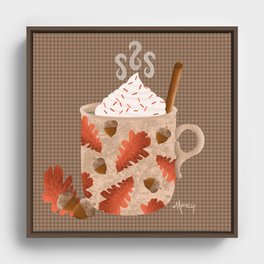 Hot Chai Latte on Dark Chocolate Background Framed Canvas