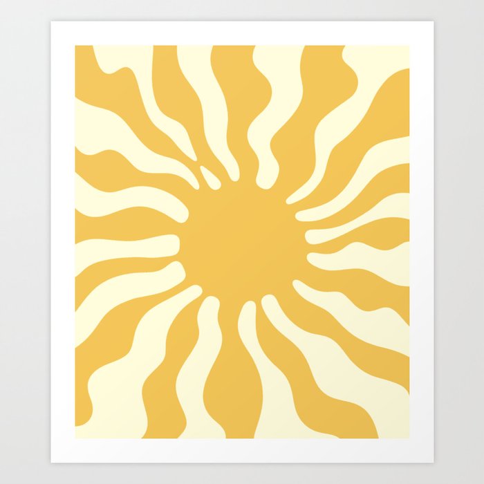 Sun Rays  \\ Vanilla Cream Beige & Lemon Cake Yellow Color Palette Art Print
