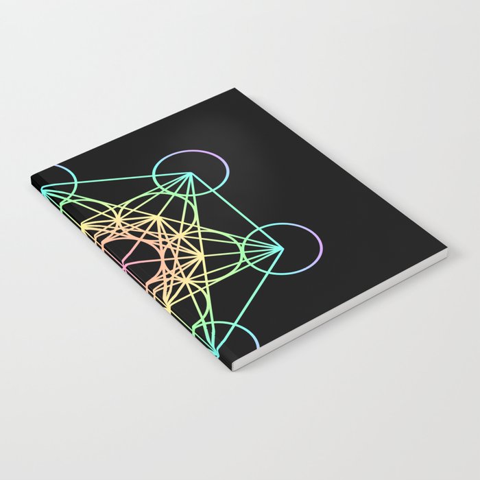 Metatron's Cube- Rainbow on Black Notebook