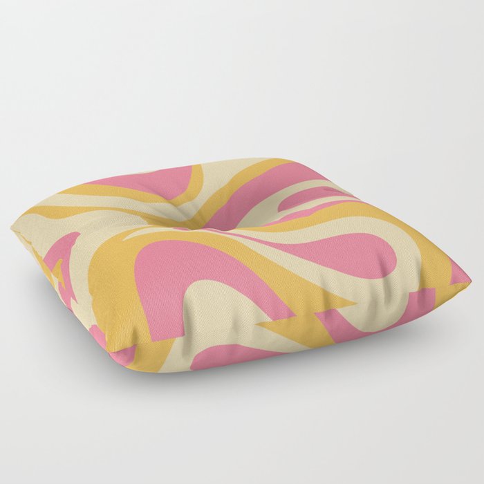 Pink and Orange Retro Abstract 70s Liquid Swirl  Floor Pillow