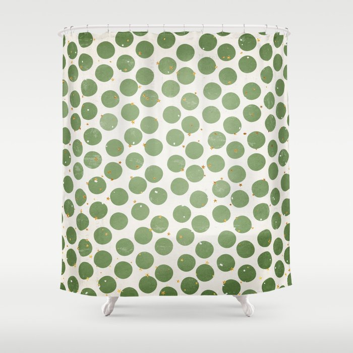 Green Dots And Gold Stars Shower Curtain By Peppermintcreek Society6
