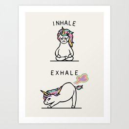 Inhale Exhale Unicorn Art Print