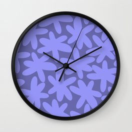 Daisy Time Retro Floral Pattern in Purple Periwinkle Wall Clock