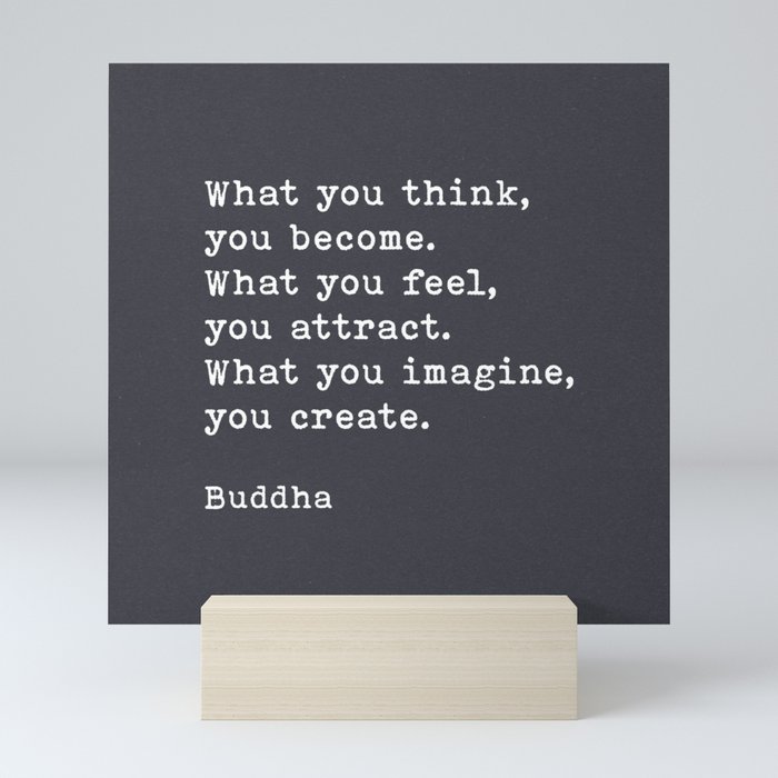 What You Think You Become, Buddha Quote, on Black Handmade Paper Mini Art Print