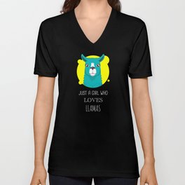 Just A Girl Who Loves Llamas V Neck T Shirt