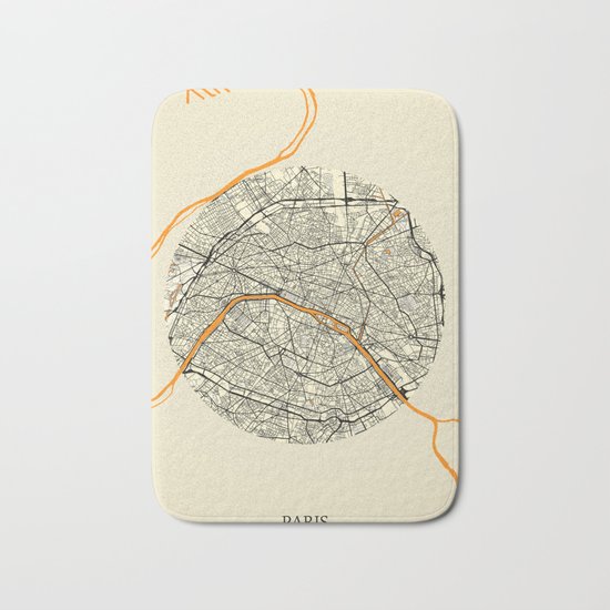 Paris Map Moon Bath Mat