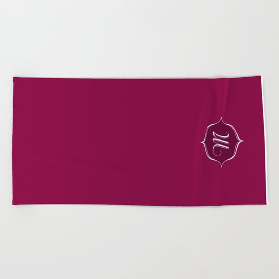 M Monogram Burgundy Beach Towel