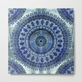 Vintage Blue Wash Mandala Metal Print