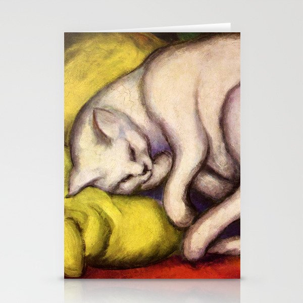 Franz Marc "The white cat on the yellow pillow" Stationery Cards