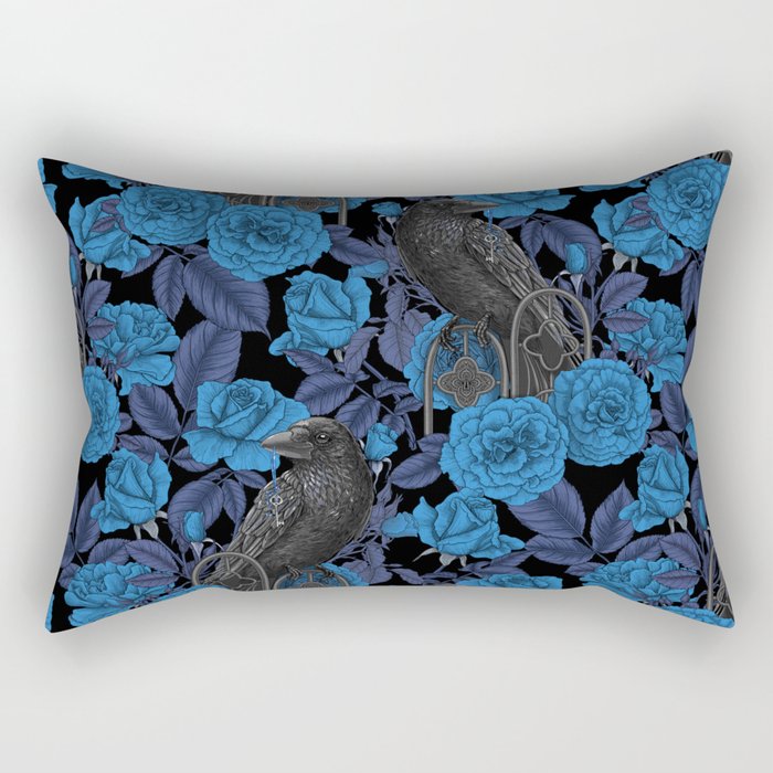 Ravens and blue roses Rectangular Pillow
