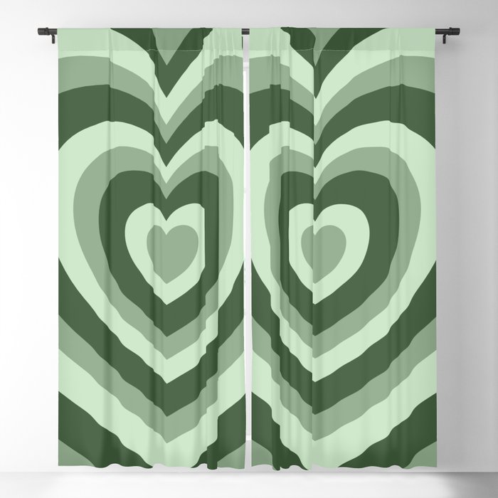 Hypnotic Green Hearts Blackout Curtain