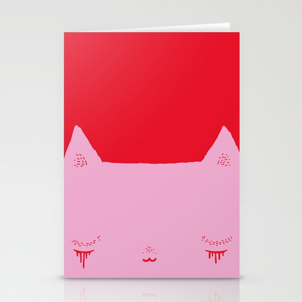 cat very sad (pink) Stationery Cards