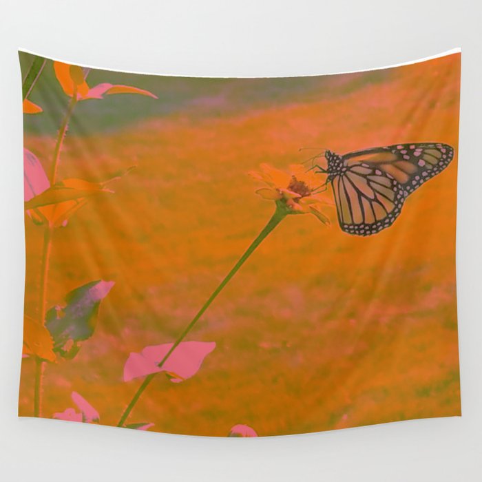 Orange Monarch Butterfly Wall Tapestry