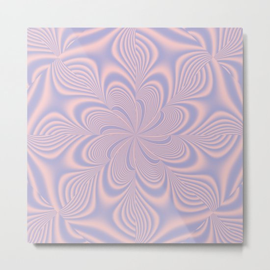 Whirly Bloom Fractal in Rose Quartz and Serenity Metal Print