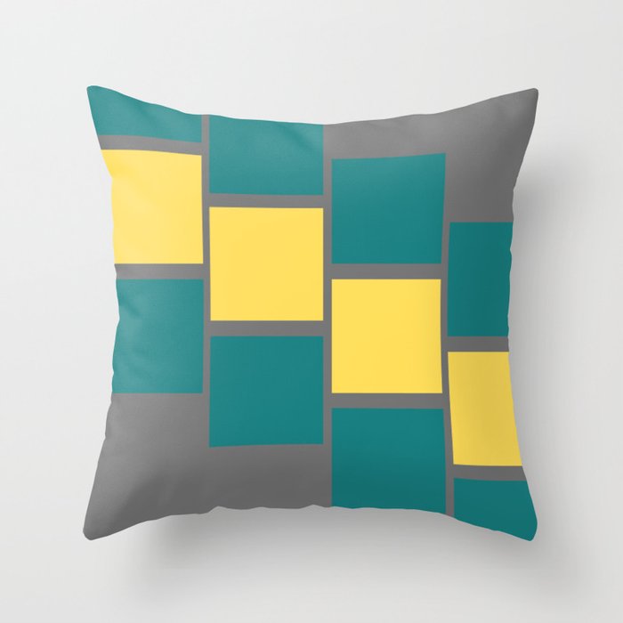 Slanting square boxes | yellow and green Throw Pillow