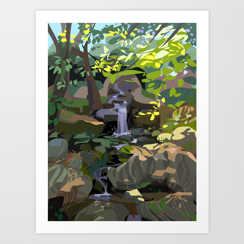 Abstract Colorful Graphic Waterfall Painting Art Print By