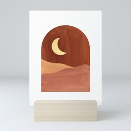 TERRACOTTA NIGHT, abstract landscape, moon and desert Mini Art Print