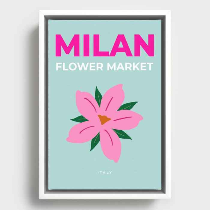 Milan Flower Market Print Retro Travel Print Italy Print Flower Art Floral Aesthetic Vintage Framed Canvas