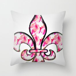 Fleur De Lis Pink Pattern Throw Pillow